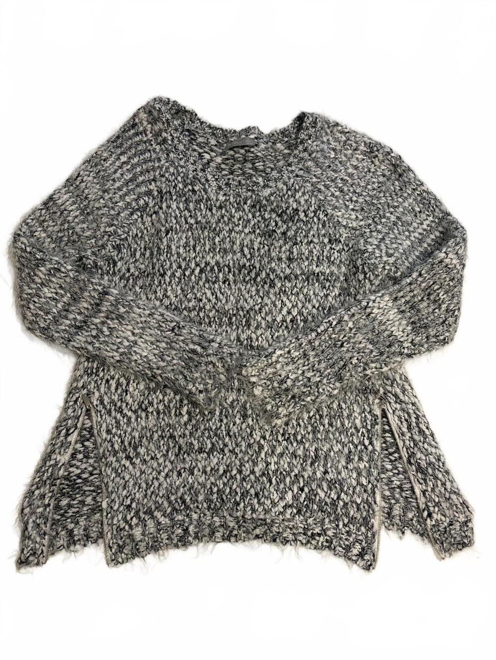 Evolution by Cyrus Women's White and Black Marled Knit Sweater with Side Zippers
